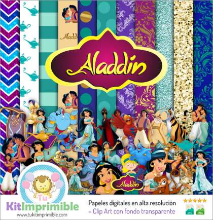 Papel Digital Aladdin Jasmine M2 - Patrones, Personajes y Accesorios