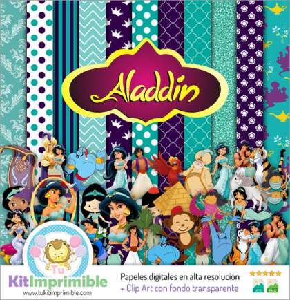 Papel Digital Aladdin Jasmine M4 - Patrones, Personajes y Accesorios
