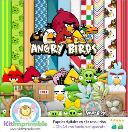 Papel Digital Angry Birds M1 - Patrones, Personajes y Accesorios