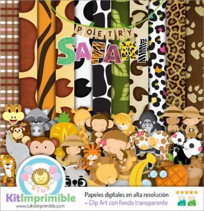 Papel Digital Animal Print Safari M3 - Patrones, Personajes y Accesorios