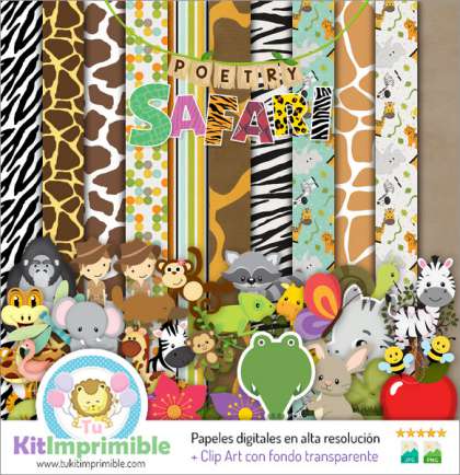 Papel Digital Animal Print Safari M6 - Patrones, Personajes y Accesorios