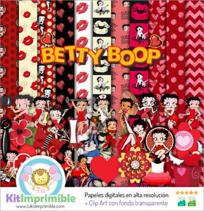 Papel Digital Betty Boop M1 - Patrones, Personajes y Accesorios