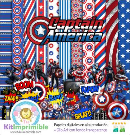 Papel Digital Capitan America M3 - Patrones, Personajes y Accesorios