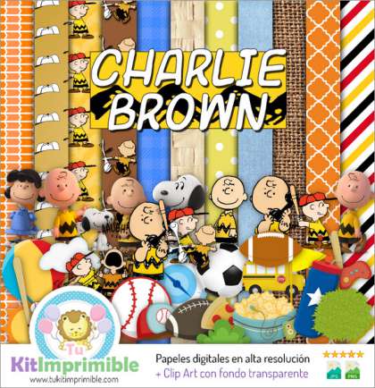 Papel Digital Charlie Brown M2 - Patrones, Personajes y Accesorios