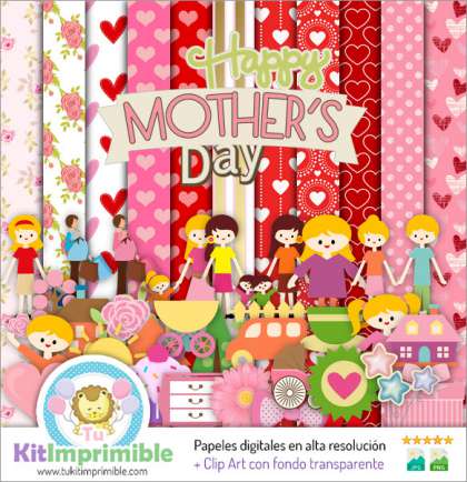 Papel Digital Dia de la Madre M3 - Patrones, Personajes y Accesorios