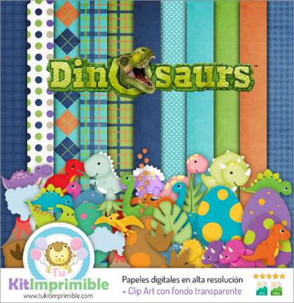 Papel Digital Dinosaurios M4 - Patrones, Personajes y Accesorios