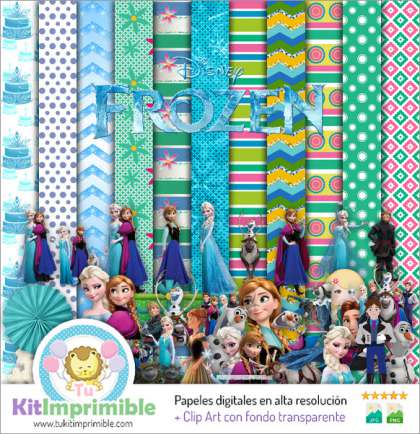 Papel Digital Frozen M1 - Patrones, Personajes y Accesorios