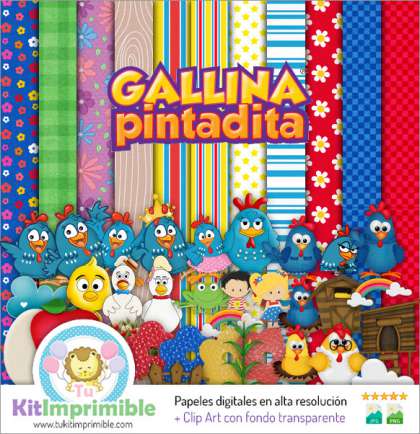 Papel Digital Gallinita Pintadita M6 - Patrones, Personajes y Accesorios