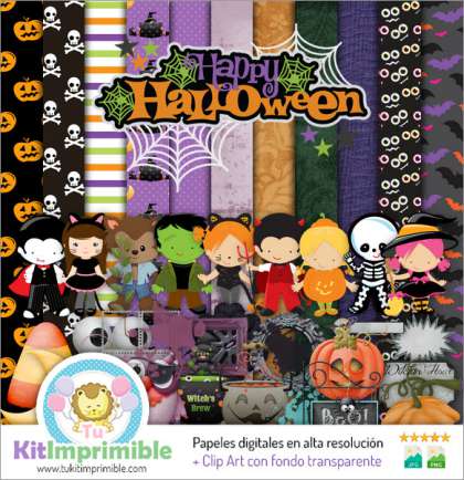 Papel Digital Halloween M2 - Patrones, Personajes y Accesorios