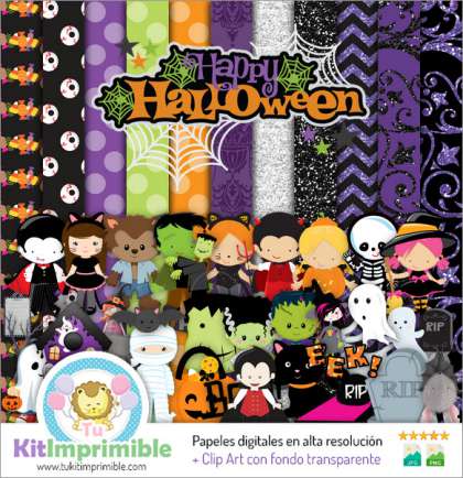 Papel Digital Halloween M3 - Patrones, Personajes y Accesorios