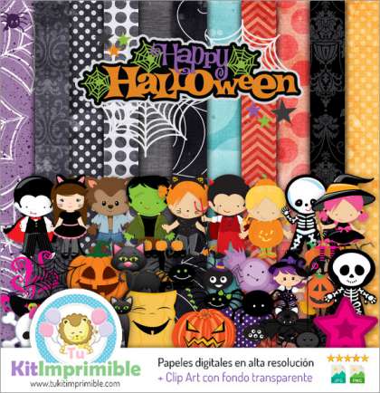 Papel Digital Halloween M7 - Patrones, Personajes y Accesorios