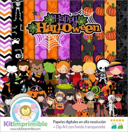 Papel Digital Halloween M13 - Patrones, Personajes y Accesorios