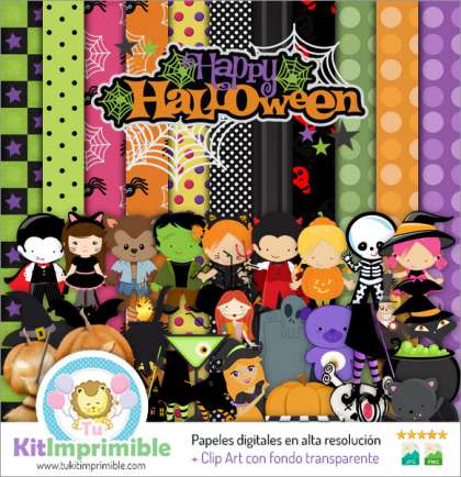 Papel Digital Halloween M16 - Patrones, Personajes y Accesorios