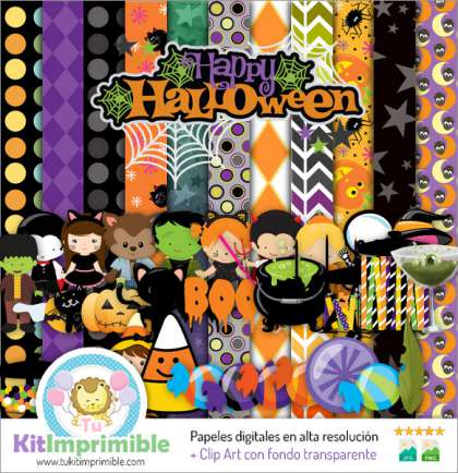 Papel Digital Halloween M18 - Patrones, Personajes y Accesorios