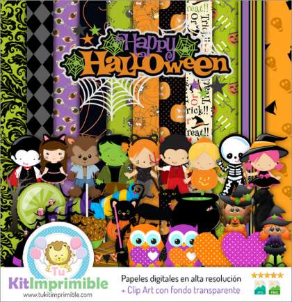 Papel Digital Halloween M19 - Patrones, Personajes y Accesorios