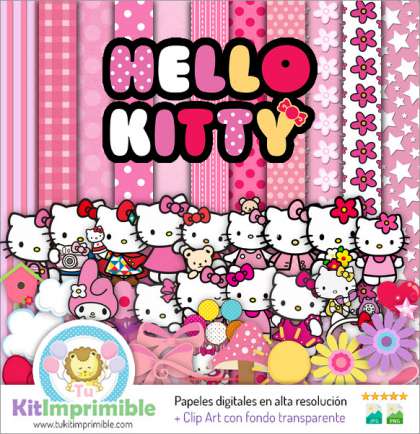 Papel Digital Hello Kitty M1 - Patrones, Personajes y Accesorios