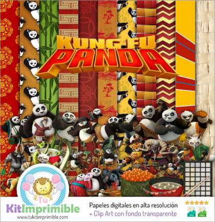 Papel Digital Kung Fu Panda M2 - Patrones, Personajes y Accesorios