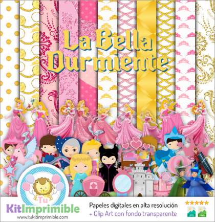 Papel Digital La Bella Durmiente M1 - Patrones, Personajes y Accesorios