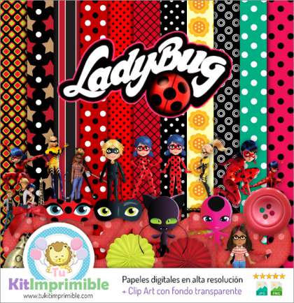 Papel Digital LadyBug M2 - Patrones, Personajes y Accesorios