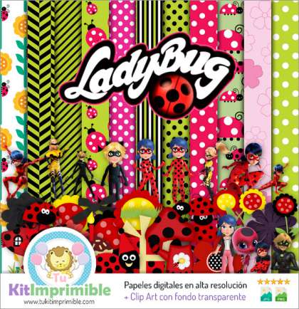 Papel Digital LadyBug M3 - Patrones, Personajes y Accesorios