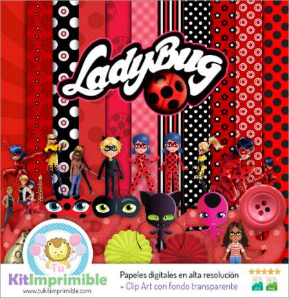 Papel Digital LadyBug M4 - Patrones, Personajes y Accesorios