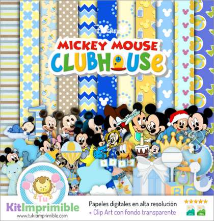 Papel Digital Mickey Mouse Bebe M1 - Patrones, Personajes y Accesorios