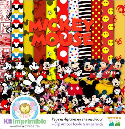 Papel Digital Mickey Mouse M5 - Patrones, Personajes y Accesorios