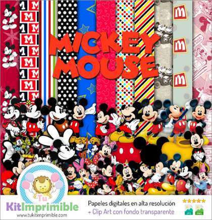 Papel Digital Mickey Mouse M6 - Patrones, Personajes y Accesorios