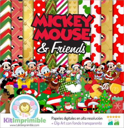Papel Digital Mickey Mouse Navidad M3 - Patrones, Personajes y Accesorios