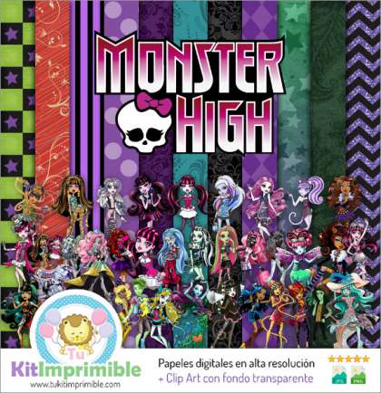 Papel Digital Monster High M1 - Patrones, Personajes y Accesorios