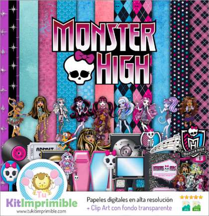 Papel Digital Monster High M3 - Patrones, Personajes y Accesorios