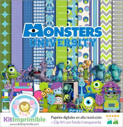 Papel Digital Monsters Inc University M3 - Patrones, Personajes y Accesorios