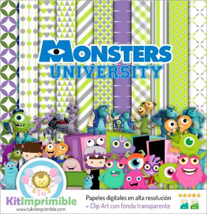 Papel Digital Monsters Inc University M4 - Patrones, Personajes y Accesorios