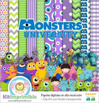 Papel Digital Monsters Inc University M5 - Patrones, Personajes y Accesorios