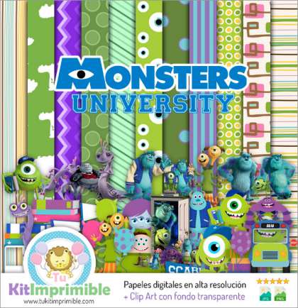 Papel Digital Monsters Inc University M6 - Patrones, Personajes y Accesorios
