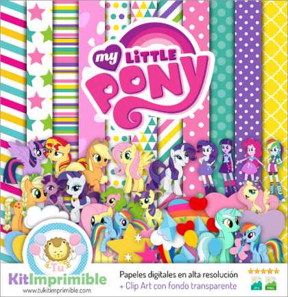 Papel Digital My Little Pony Equestria M1 - Patrones, Personajes y Accesorios