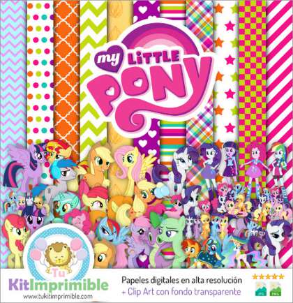 Papel Digital My Little Pony Equestria M2 - Patrones, Personajes y Accesorios