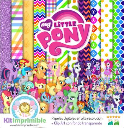 Papel Digital My Little Pony Equestria M4 - Patrones, Personajes y Accesorios