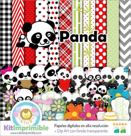 Papel Digital Osita Panda M2 - Patrones, Personajes y Accesorios
