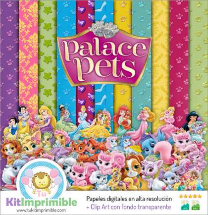 Papel Digital Palace Pets Princesas M1 - Patrones, Personajes y Accesorios