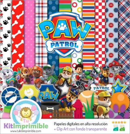 Papel Digital Paw Patrol M4 - Patrones, Personajes y Accesorios