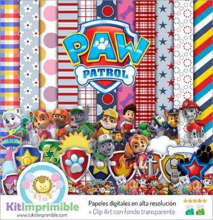 Papel Digital Paw Patrol M6 - Patrones, Personajes y Accesorios
