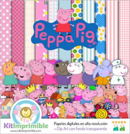 Papel Digital Peppa Pig M4 - Patrones, Personajes y Accesorios