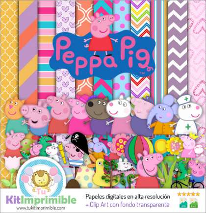 Papel Digital Peppa Pig M8 - Patrones, Personajes y Accesorios