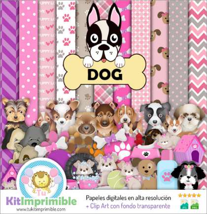 Papel Digital Perrito Cachorro M4 - Patrones, Personajes y Accesorios