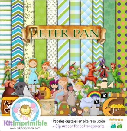Papel Digital Peter Pan M1 - Patrones, Personajes y Accesorios