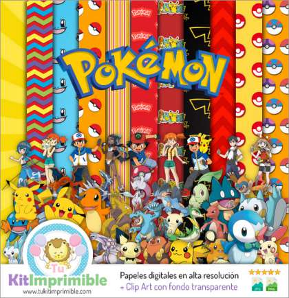 Papel Digital Pokemon M2 - Patrones, Personajes y Accesorios