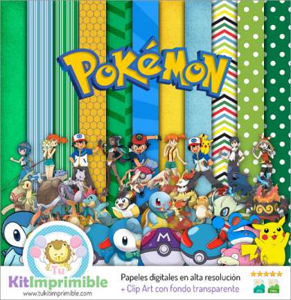 Papel Digital Pokemon M4 - Patrones, Personajes y Accesorios
