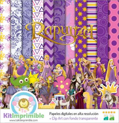 Papel Digital Rapunzel M2 - Patrones, Personajes y Accesorios