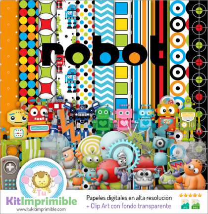 Papel Digital Robots M3 - Patrones, Personajes y Accesorios